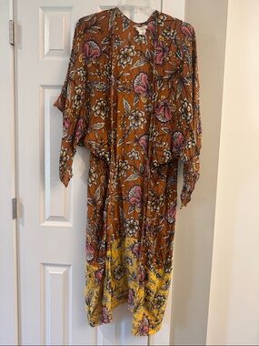 Shiraleah Floral Kimono in Mustard, Pink & Cream